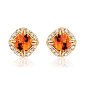 Urban Chic 18K Gold Studs with Diamonds | Madeira Citrine