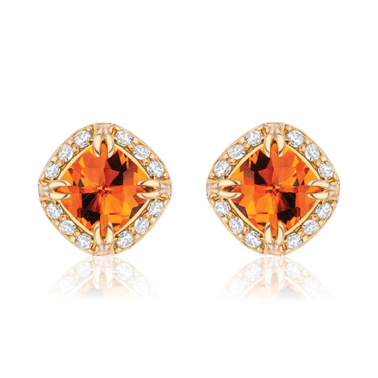 Urban Chic 18K Gold Studs with Diamonds | Madeira Citrine