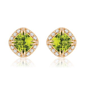 Urban Chic 18K Gold Studs with Diamonds | Peridot