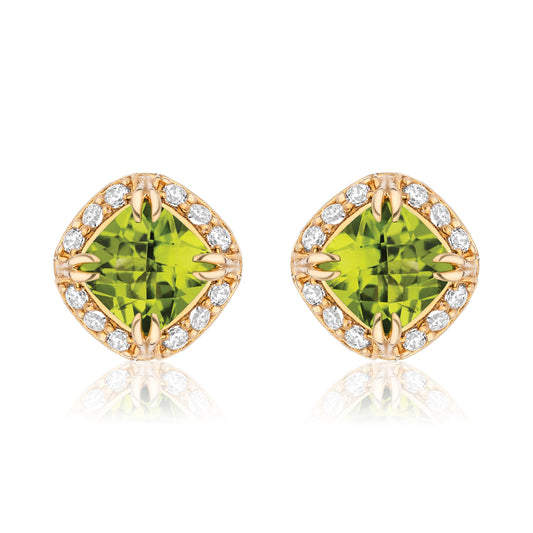 Urban Chic 18K Gold Studs with Diamonds | Peridot