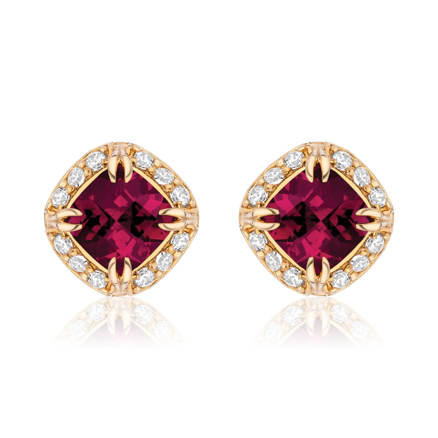 Urban Chic 18K Gold Studs with Diamonds | Rhodolite