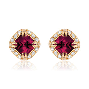 Urban Chic 18K Gold Studs with Diamonds | Rhodolite