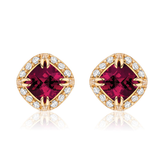 Urban Chic 18K Gold Studs with Diamonds | Rhodolite