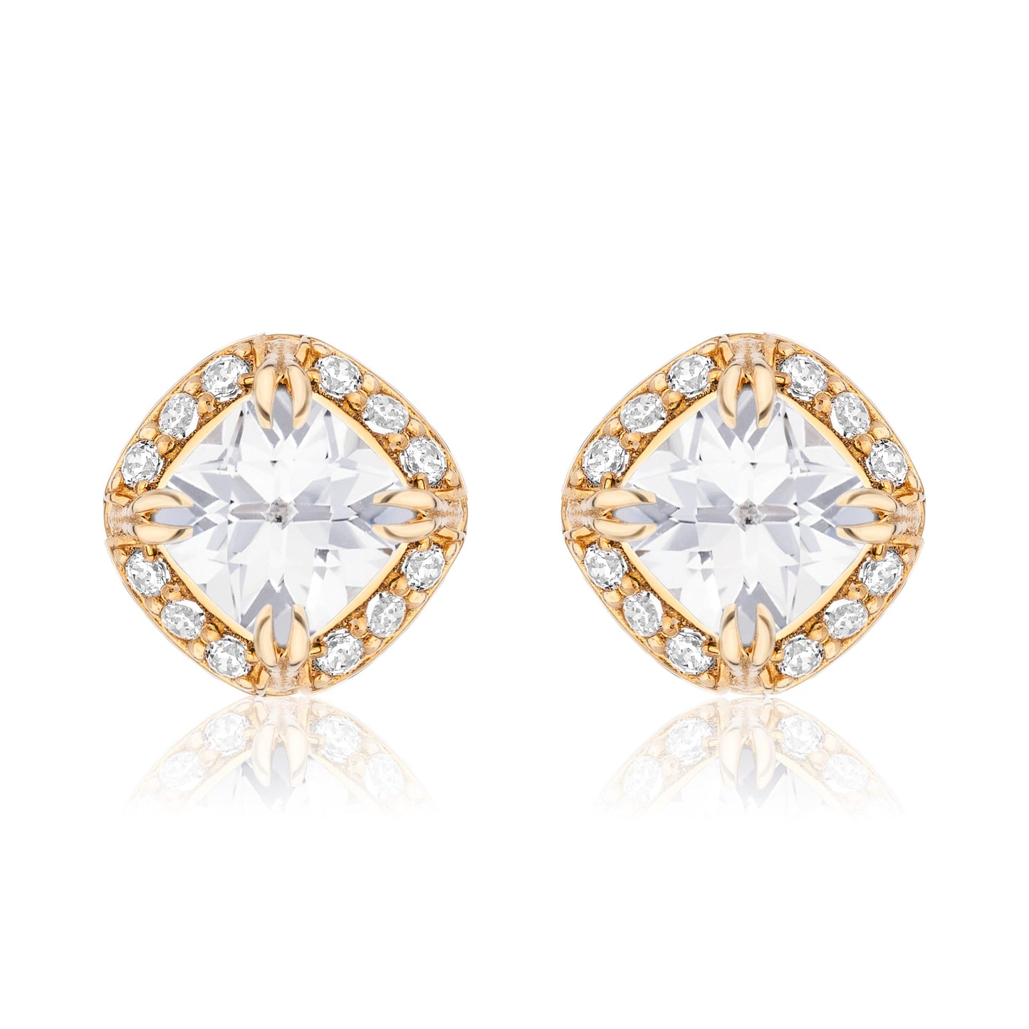 Urban Chic 18K Gold Studs with Diamonds | White Topaz