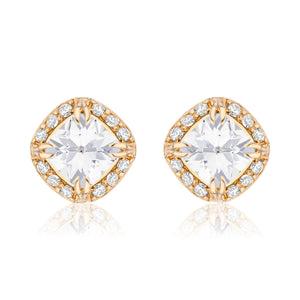 Urban Chic 18K Gold Studs with Diamonds | White Topaz