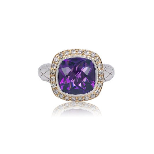 Timeless Ring with 18k Gold & Diamonds | Amethyst