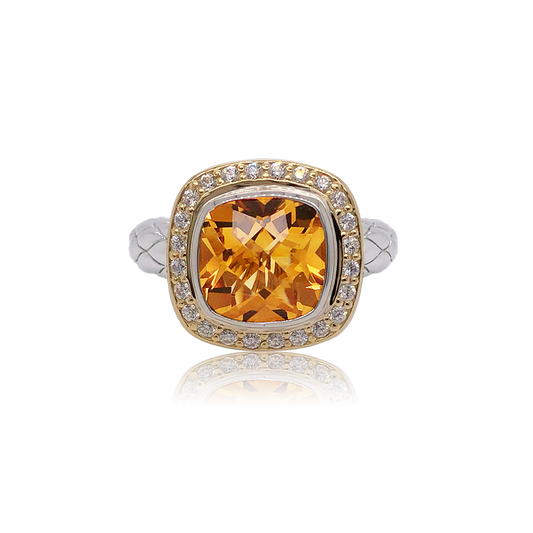 Timeless Ring with 18k Gold & Diamonds | Citrine