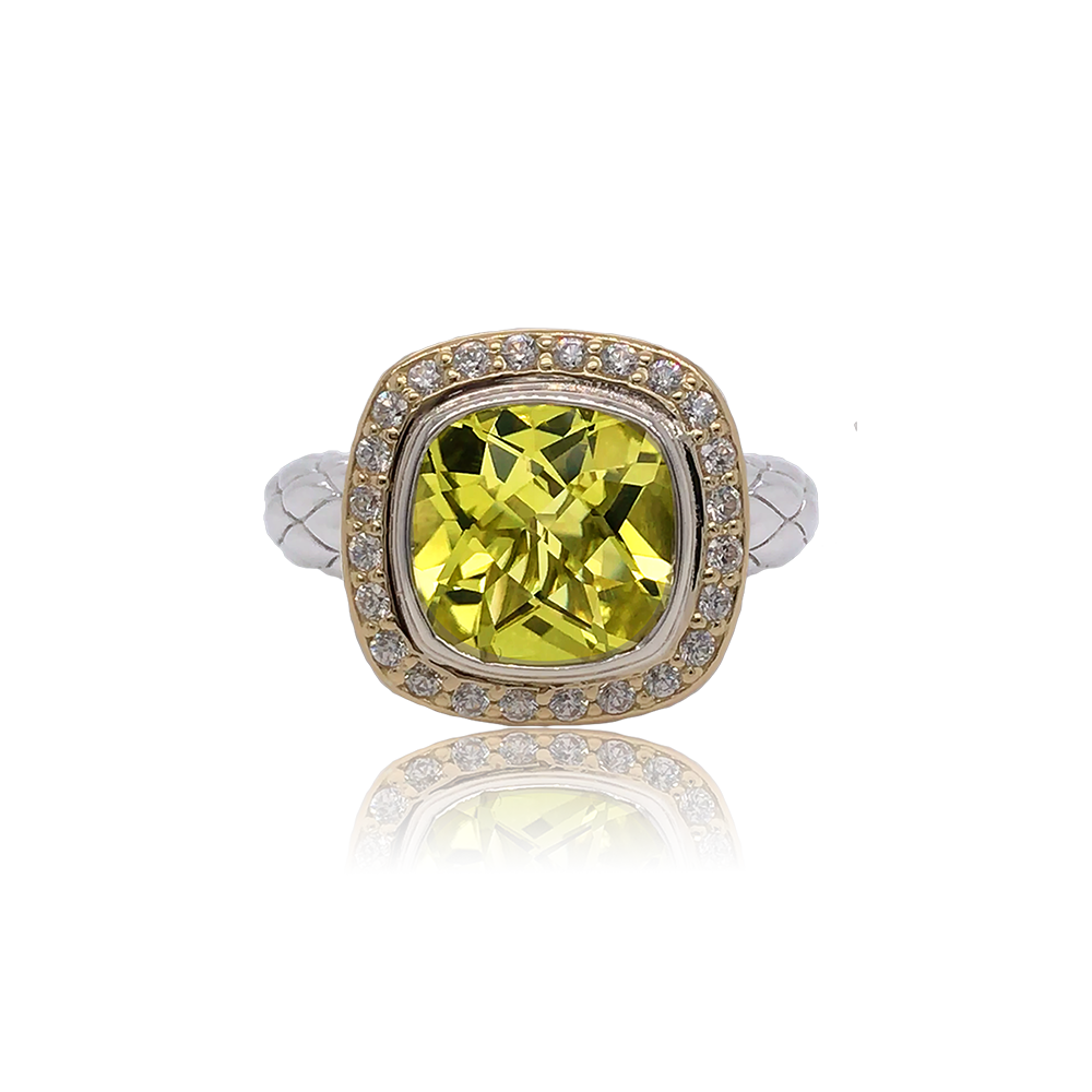 Timeless Ring with 18k Gold & Diamonds | Lemon Quartz