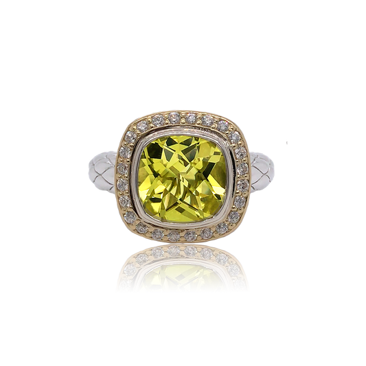 Timeless Ring with 18k Gold & Diamonds | Lemon Quartz