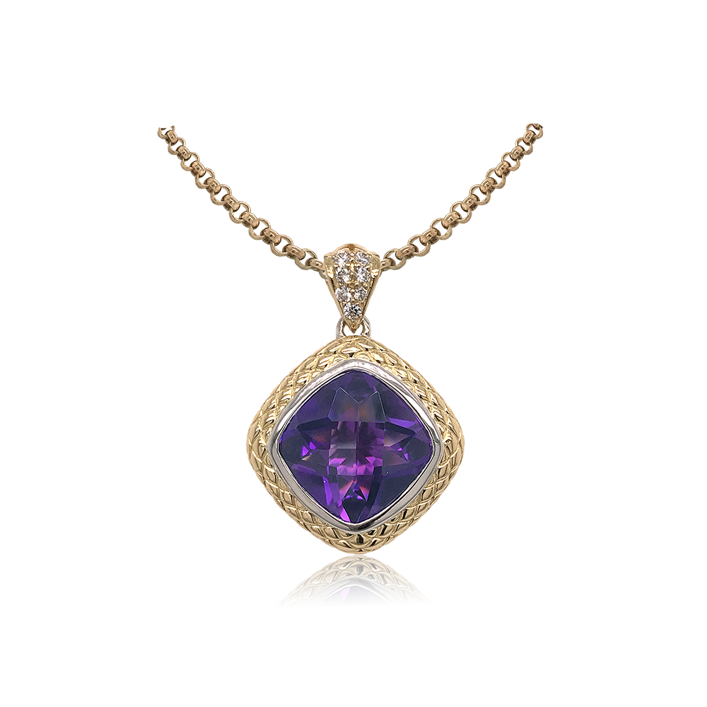 Timeless Pendant with 18k Gold & Diamonds | Amethyst
