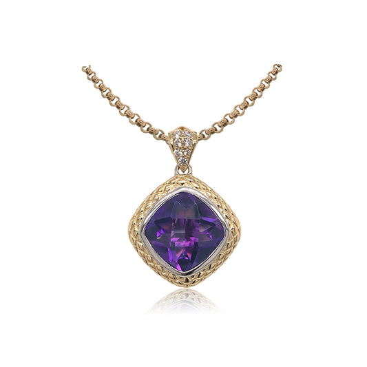 Timeless Pendant with 18k Gold & Diamonds | Amethyst