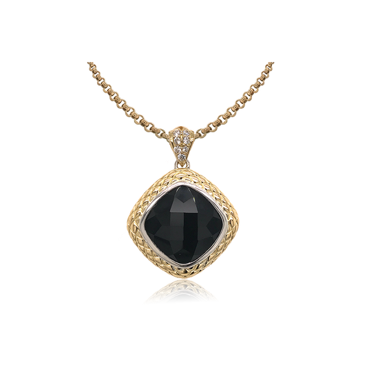 Timeless Pendant with 18k Gold & Diamonds | Black Onyx