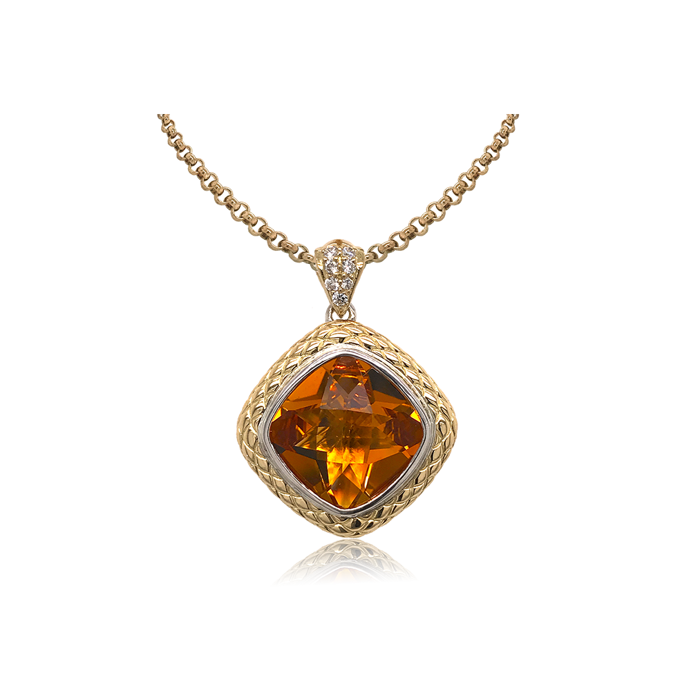 Timeless Pendant with 18k Gold & Diamonds | Citrine