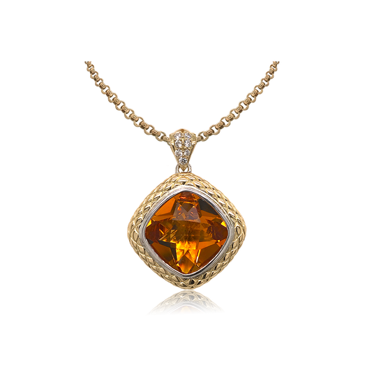 Timeless Pendant with 18k Gold & Diamonds | Citrine