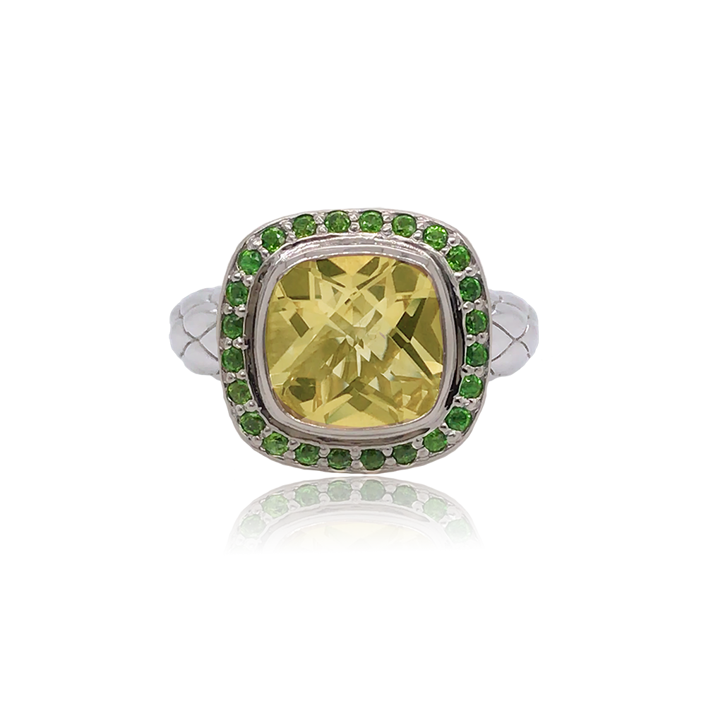 Timeless Ring Accented with 18k Gold | Champagne Citrine with Chrome Diopside