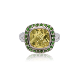Timeless Ring Accented with 18k Gold | Champagne Citrine with Chrome Diopside