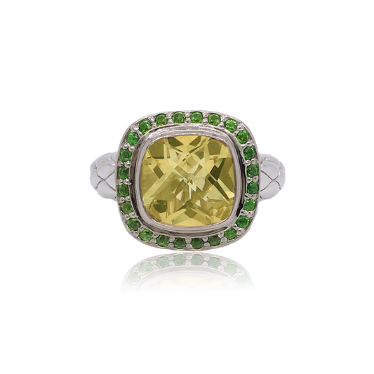 Timeless Ring Accented with 18k Gold | Champagne Citrine with Chrome Diopside