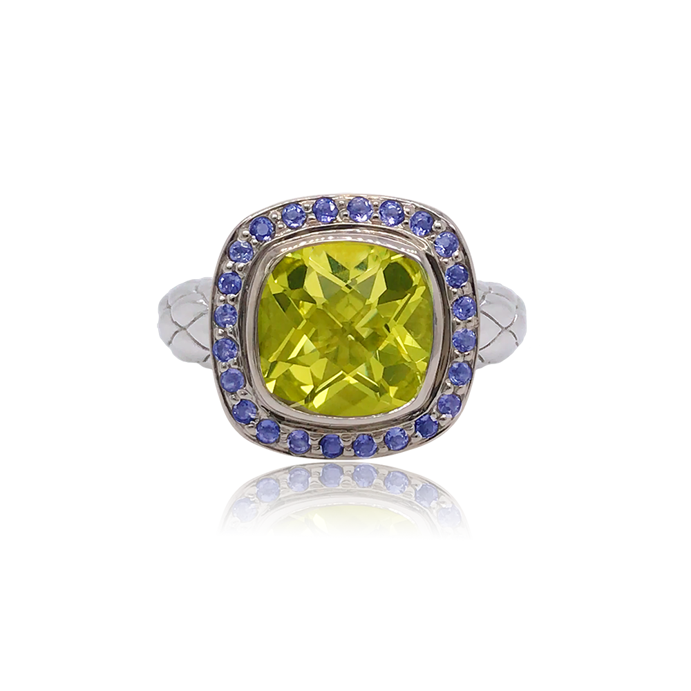 Timeless Ring Accented with 18k Gold | Lemon Quartz with Iolite