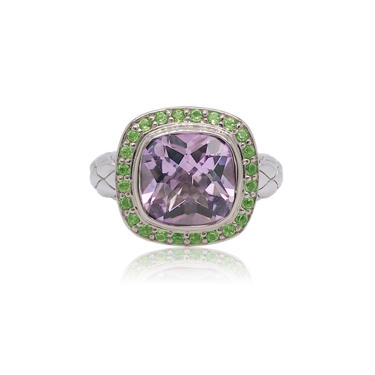 Timeless Ring Accented with 18k Gold | Rose Lavender Amethyst with Peridot