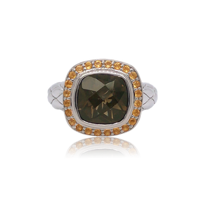 Timeless Ring Accented with 18k Gold | Smokey Quartz with Citrine