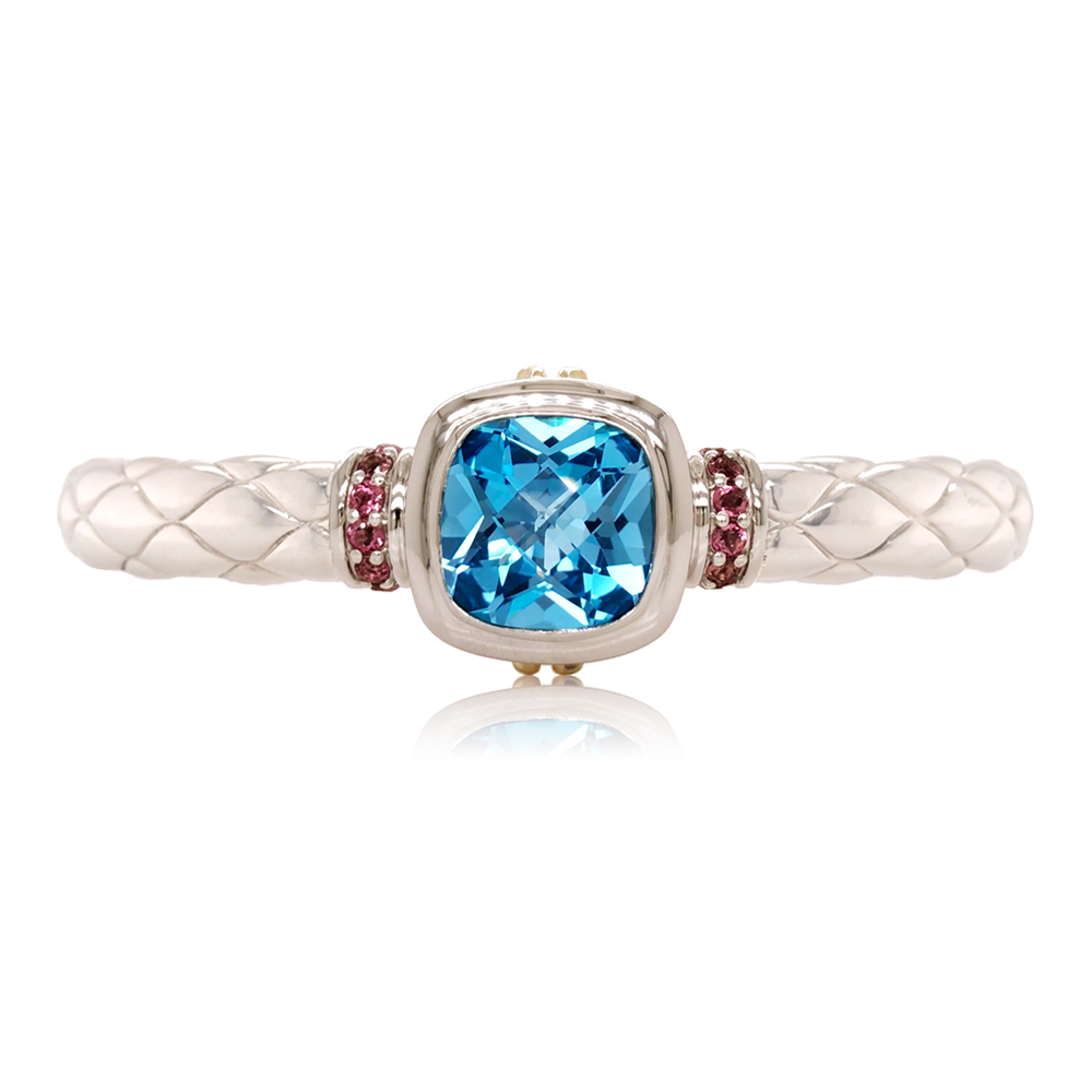 Timeless Bracelet Accented with 18k Gold | Swiss Blue Topaz with Pink Tourmaline