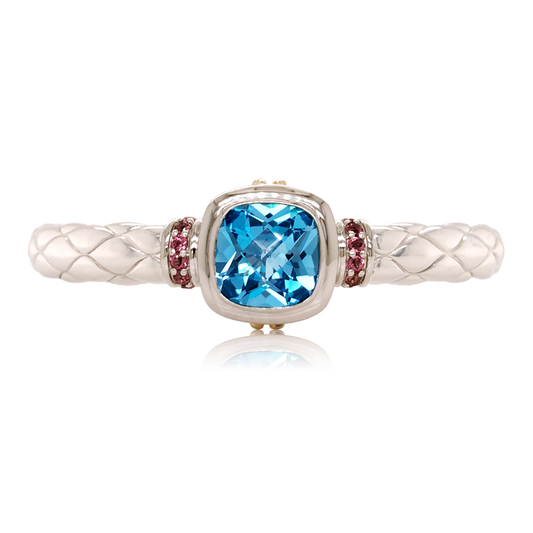 Timeless Bracelet Accented with 18k Gold | Swiss Blue Topaz with Pink Tourmaline