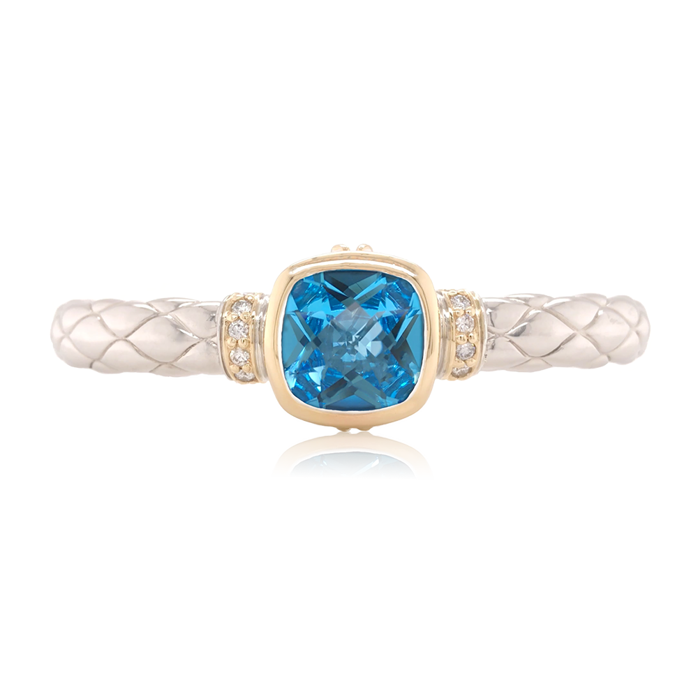 Timeless Bracelet with 18k Gold & Diamonds | Swiss Blue Topaz