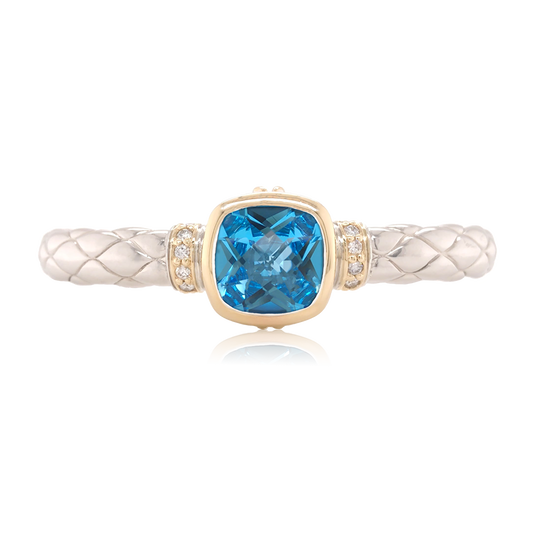 Timeless Bracelet with 18k Gold & Diamonds | Swiss Blue Topaz